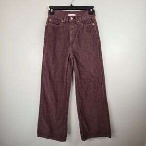 BDG Urban Outfitters High & Wide Baggy Corduroy Pants Brown 24 High Rise Leg